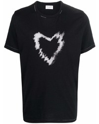 Мужская черно-белая футболка с круглым вырезом с принтом от Saint Laurent