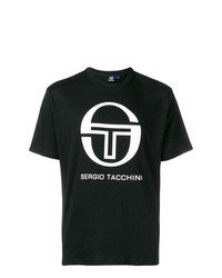 Мужская черно-белая футболка с круглым вырезом с принтом от Sergio Tacchini