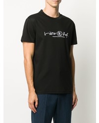 Мужская черно-белая футболка с круглым вырезом с принтом от Viktor & Rolf