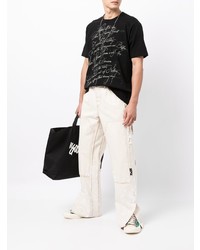 Мужская черно-белая футболка с круглым вырезом с принтом от Junya Watanabe MAN