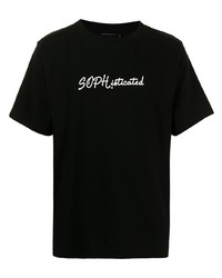 Мужская черно-белая футболка с круглым вырезом с принтом от Sophnet.