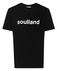 Мужская черно-белая футболка с круглым вырезом с принтом от Soulland