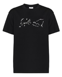 Мужская черно-белая футболка с круглым вырезом с принтом от Soulland