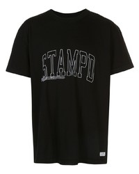 Мужская черно-белая футболка с круглым вырезом с принтом от Stampd