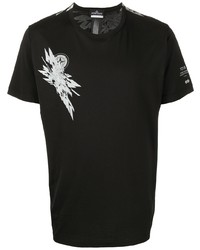 Мужская черно-белая футболка с круглым вырезом с принтом от Stone Island Shadow Project