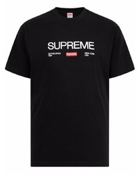 Мужская черно-белая футболка с круглым вырезом с принтом от Supreme