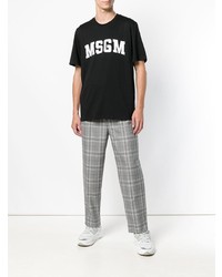 Мужская черно-белая футболка с круглым вырезом с принтом от MSGM