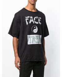 Мужская черно-белая футболка с круглым вырезом с принтом от Facetasm