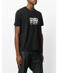 Мужская черно-белая футболка с круглым вырезом с принтом от Pop Trading International