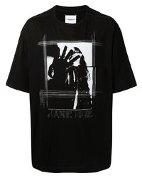 Мужская черно-белая футболка с круглым вырезом с принтом от Takahiromiyashita The Soloist