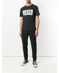 Мужская черно-белая футболка с круглым вырезом с принтом от Calvin Klein Jeans