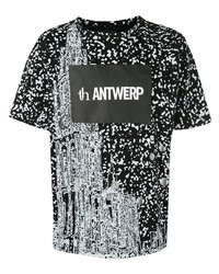 Мужская черно-белая футболка с круглым вырезом с принтом от Th X Vier Antwerp