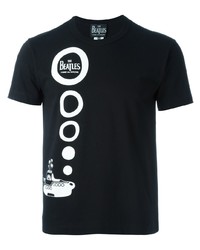 Мужская черно-белая футболка с круглым вырезом с принтом от The Beatles X Comme Des Garçons