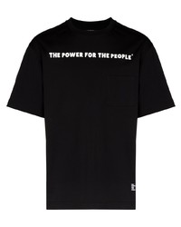 Мужская черно-белая футболка с круглым вырезом с принтом от The Power for the People