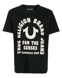 Мужская черно-белая футболка с круглым вырезом с принтом от True Religion