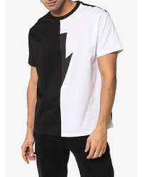 Мужская черно-белая футболка с круглым вырезом с принтом от Neil Barrett