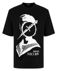 Мужская черно-белая футболка с круглым вырезом с принтом от Undercoverism
