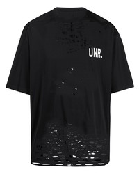 Мужская черно-белая футболка с круглым вырезом с принтом от Unravel Project