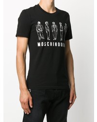 Мужская черно-белая футболка с круглым вырезом с принтом от Moschino