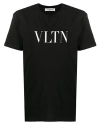 Мужская черно-белая футболка с круглым вырезом с принтом от Valentino