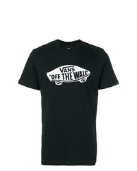 Мужская черно-белая футболка с круглым вырезом с принтом от Vans