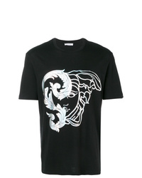Мужская черно-белая футболка с круглым вырезом с принтом от Versace Collection