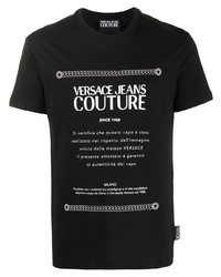 Мужская черно-белая футболка с круглым вырезом с принтом от VERSACE JEANS COUTURE
