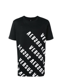 Мужская черно-белая футболка с круглым вырезом с принтом от Versus