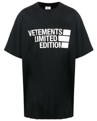 Мужская черно-белая футболка с круглым вырезом с принтом от Vetements