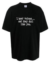 Мужская черно-белая футболка с круглым вырезом с принтом от Vetements