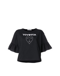 Женская черно-белая футболка с круглым вырезом с принтом от Vivetta