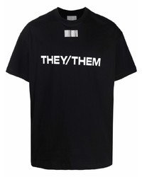 Мужская черно-белая футболка с круглым вырезом с принтом от VTMNTS