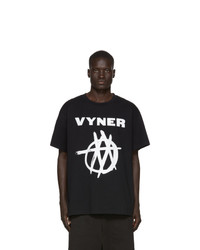 Мужская черно-белая футболка с круглым вырезом с принтом от Vyner Articles