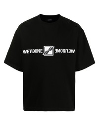 Мужская черно-белая футболка с круглым вырезом с принтом от We11done
