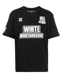 Мужская черно-белая футболка с круглым вырезом с принтом от White Mountaineering