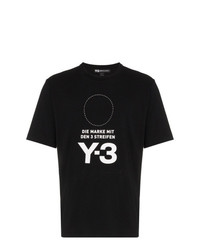 Мужская черно-белая футболка с круглым вырезом с принтом от Y-3