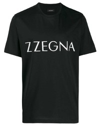 Мужская черно-белая футболка с круглым вырезом с принтом от Z Zegna
