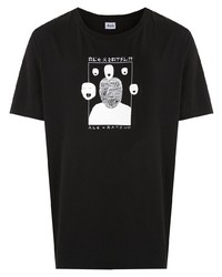 Мужская черно-белая футболка с круглым вырезом с принтом от Àlg