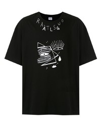 Мужская черно-белая футболка с круглым вырезом с принтом от Àlg