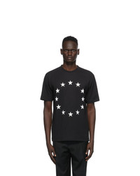 Черно-белая футболка с круглым вырезом со звездами