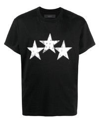 Мужская черно-белая футболка с круглым вырезом со звездами от Amiri