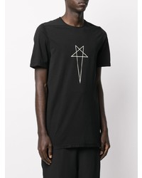 Мужская черно-белая футболка с круглым вырезом со звездами от Rick Owens DRKSHDW