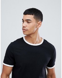 Мужская черно-белая футболка с круглым вырезом от ASOS DESIGN