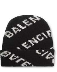 Мужская черно-белая шапка с принтом от Balenciaga
