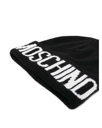 Мужская черно-белая шапка с принтом от Moschino