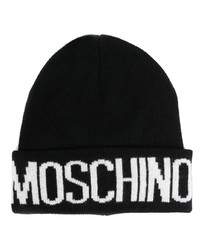 Мужская черно-белая шапка с принтом от Moschino