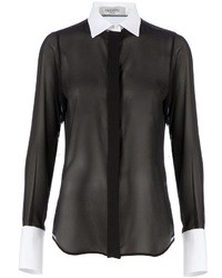 Черно-белая шелковая блуза на пуговицах от Valentino