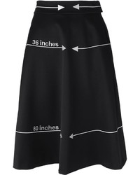 Черно-белая шерстяная пышная юбка с принтом