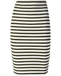 Черно-белая юбка-карандаш в горизонтальную полоску от A.L.C.