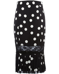 Черно-белая юбка-карандаш в горошек от Dolce & Gabbana